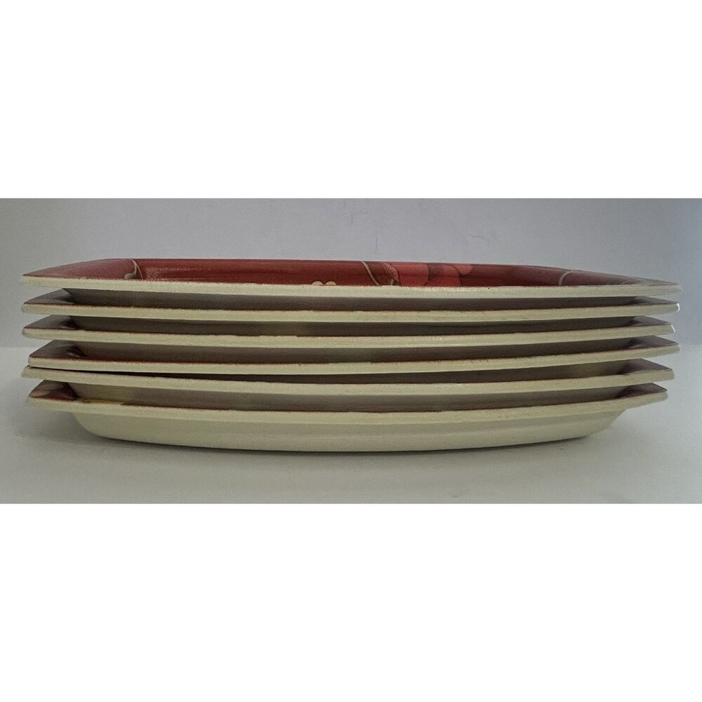 6 Plates Match Mates International Laminations Floral Red Luncheon Fancy Picnic - Picture 10 of 13